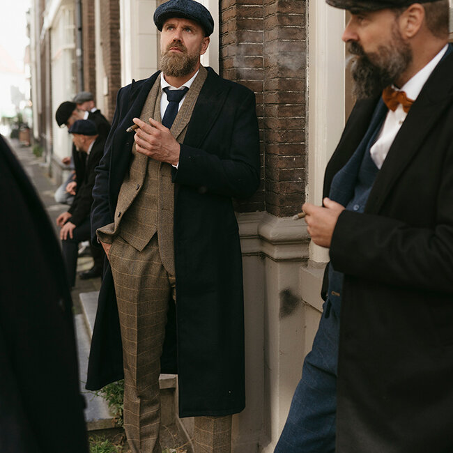 Cavani Herren Anzug | 3-teiliger Anzug | Brauner Overcheck | Arthur Shelby | Peaky Blinders