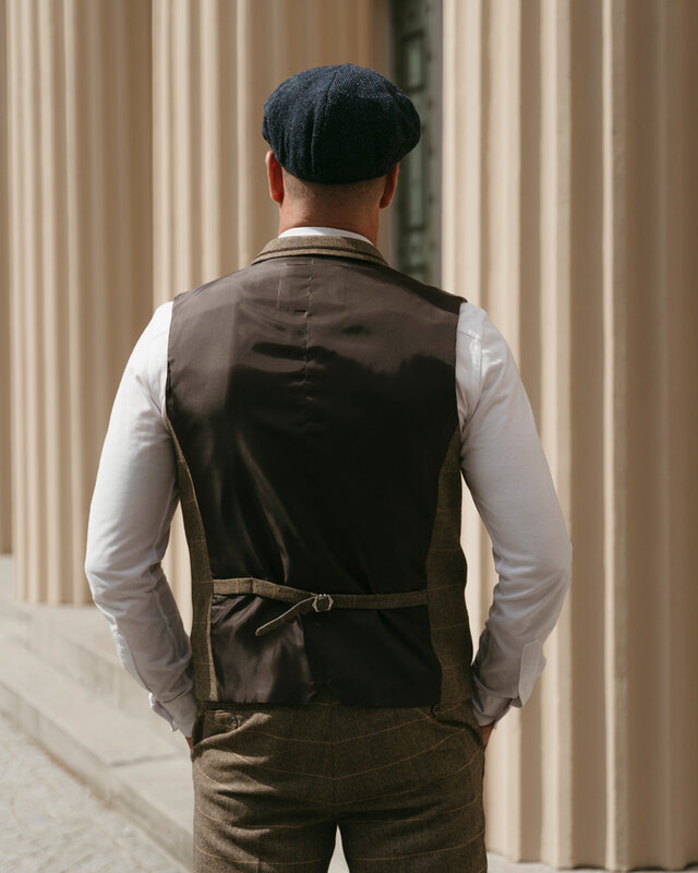 Cavani Traje para hombre | Traje de 3 piezas | Overcheck marrón | Arthur Shelby | Peaky Blinders