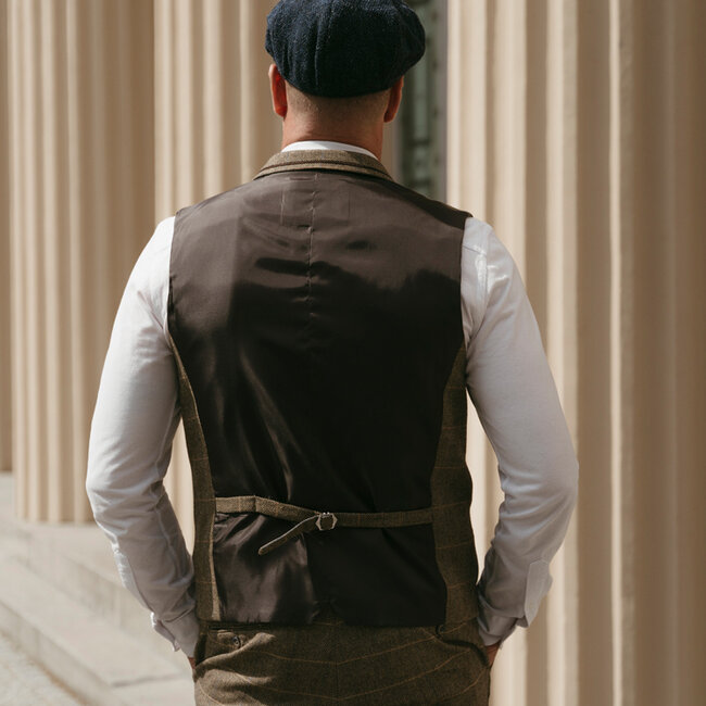 Cavani Costume homme | costume 3 pièces | Overcheck marron | Arthur Shelby | Peaky Blinders