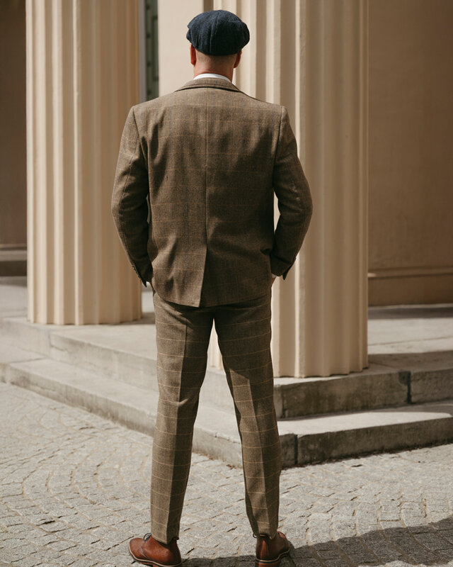 Cavani Pak voor heren | 3-delig pak | Bruin Overcheck | Arthur Shelby | Peaky Blinders