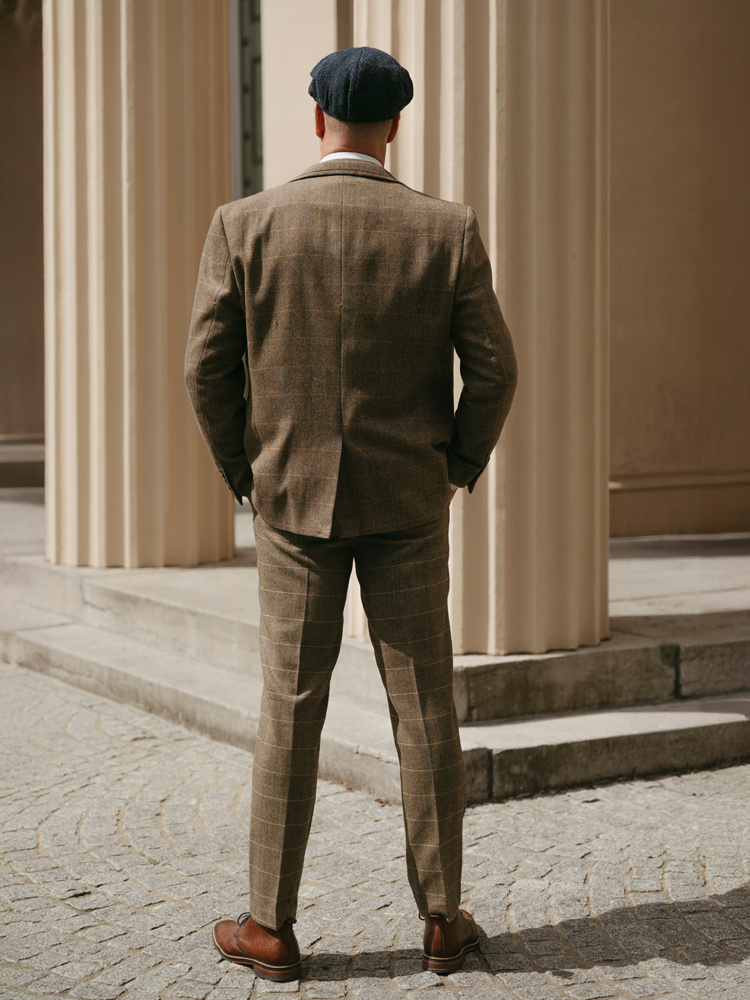 Cavani Suit for men | 3-piece suit | Brown Overcheck | Arthur Shelby | Peaky Blinders