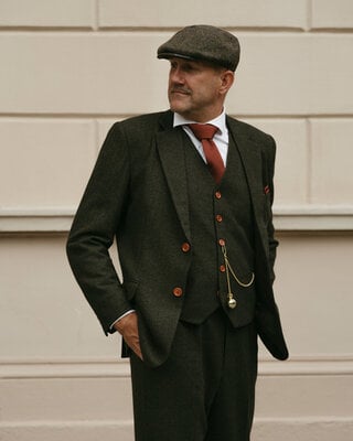 Costume Tweed Vert Chevron