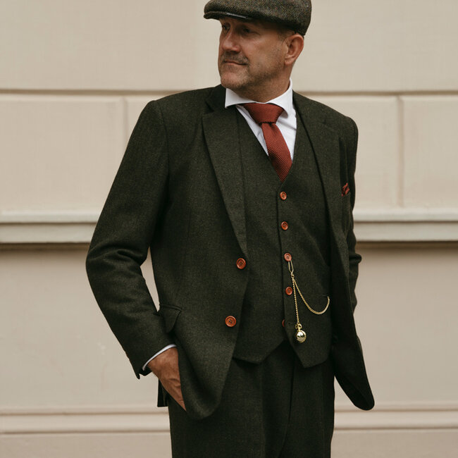 Costume sur mesure pour homme | costume 3 pièces | chevron vert | thomas shelby | peaky blinders