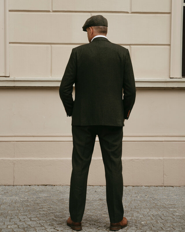 Traje sastre hombre | Traje 3 piezas | Espiga verde | Thomas Shelby | Persianas de pico