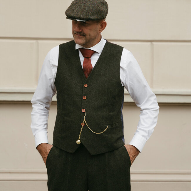 Costume sur mesure pour homme | costume 3 pièces | chevron vert | thomas shelby | peaky blinders
