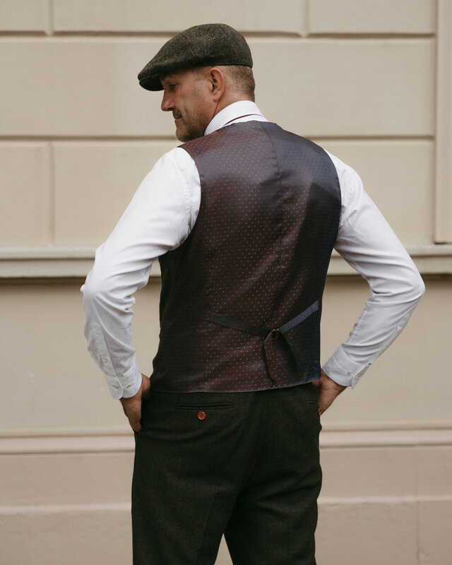 Men's tailored suit | 3-piece suit | green herringbone | thomas shelby | peaky blinders