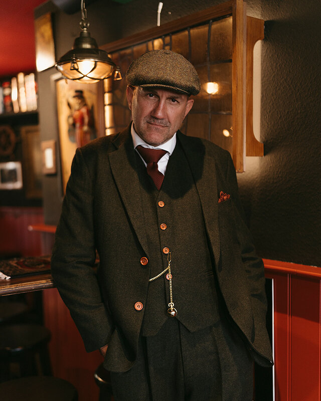 Traje sastre hombre | Traje 3 piezas | Espiga verde | Thomas Shelby | Persianas de pico