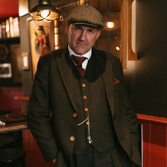 Costume sur mesure pour homme | costume 3 pièces | chevron vert | thomas shelby | peaky blinders