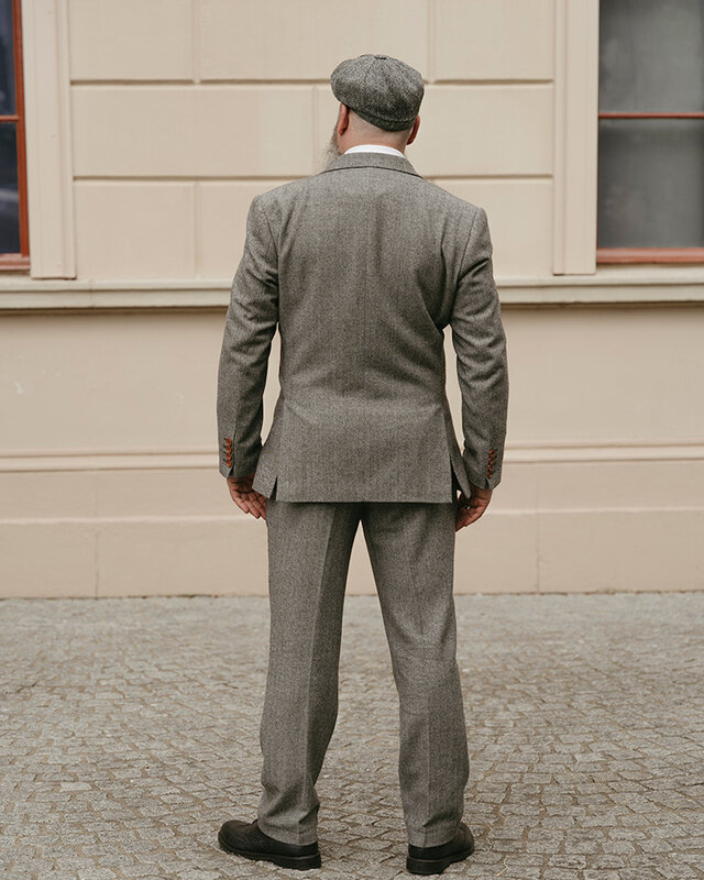 Men's tailored suit | 3-piece suit | grey herringbone | Thomas Shelby | Peaky Blinders