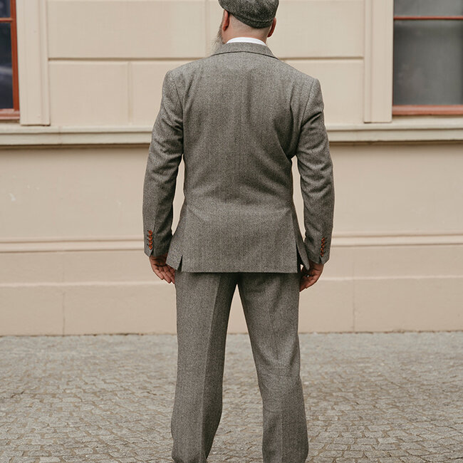 Maatpak voor heren | 3-delig pak | grijs visgraat | Thomas Shelby | Peaky Blinders