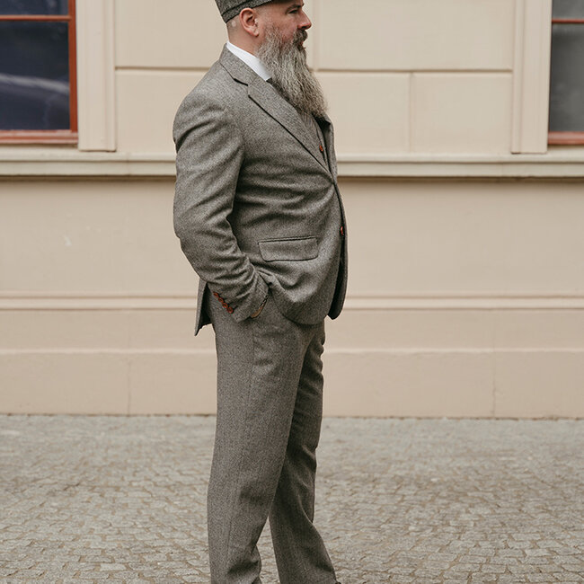 Maatpak voor heren | 3-delig pak | grijs visgraat | Thomas Shelby | Peaky Blinders
