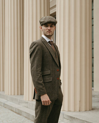 Maatpak voor heren | 3-delig pak | groen visgraat | Finn Shelby | Peaky Blinders