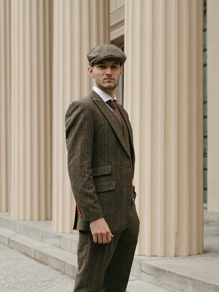 Maatpak Voor Heren | 3-delig Pak | Groen Visgraat | Finn Shelby | Peaky Blinders | Peaky Blinders