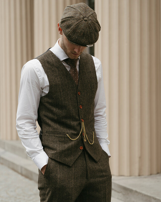 Maatpak voor heren | 3-delig pak | groen visgraat | Finn Shelby | Peaky Blinders