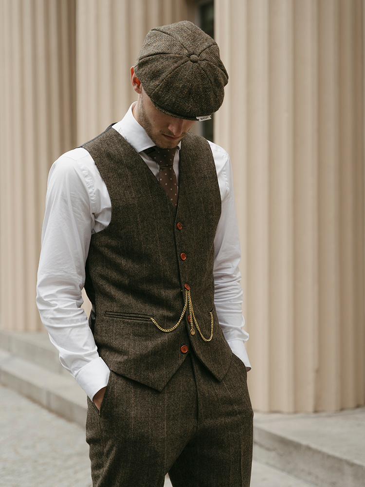 3-piece tweed suit Herringbone Green
