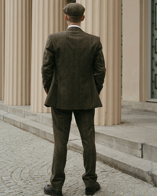 Maatpak voor heren | 3-delig pak | groen visgraat | Finn Shelby | Peaky Blinders