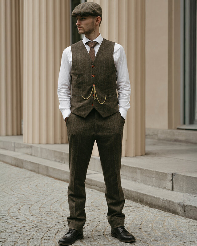 Maatpak voor heren | 3-delig pak | groen visgraat | Finn Shelby | Peaky Blinders