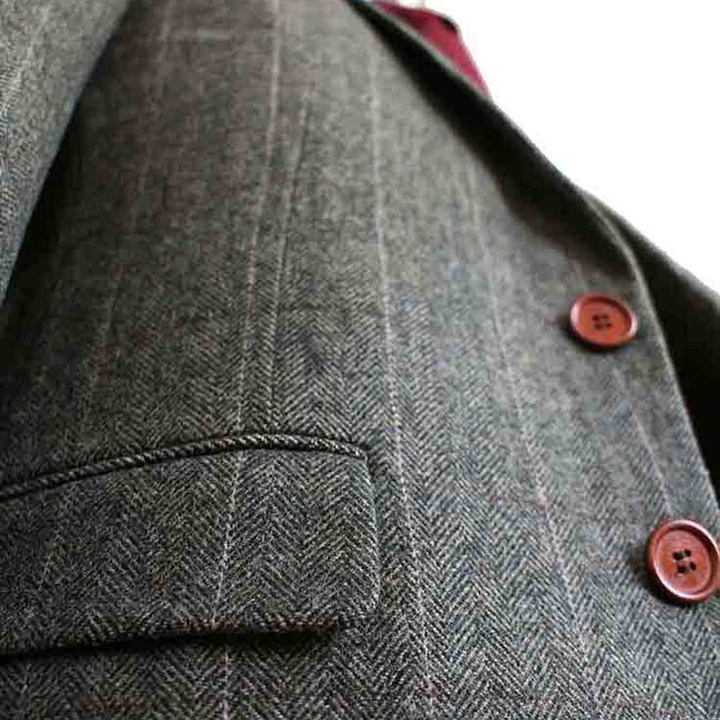 Traje sastre hombre | Traje 3 piezas | Espiga verde | Finn Shelby | Peaky Blinders