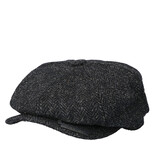 Heather Newsboy Cap | Harris Tweed | 8-panels | Black