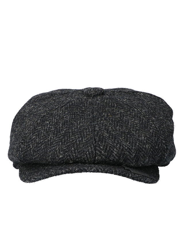 Heather Newsboy Pet | Harris Tweed | 8-panelen | Zwart