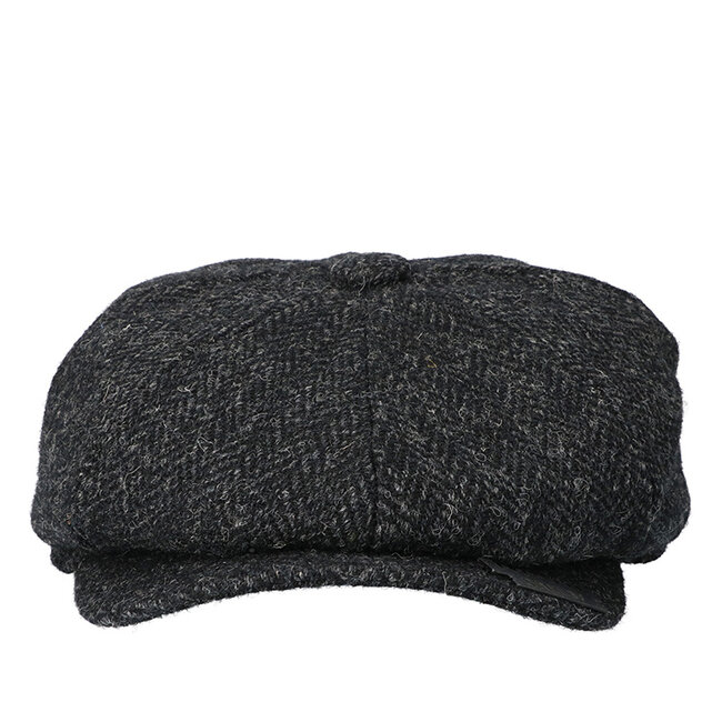 Heather Newsboy Cap | Harris Tweed | 8-panels | Black