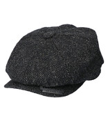 Heather Newsboy Cap | Harris Tweed | 8-panels | Black