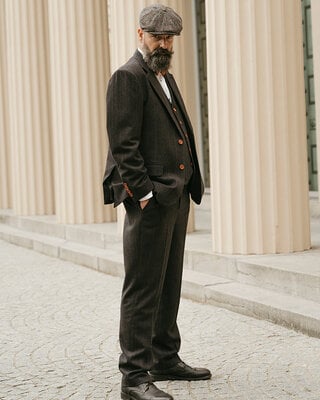 Tweed Suit Black Herringbone Overcheck