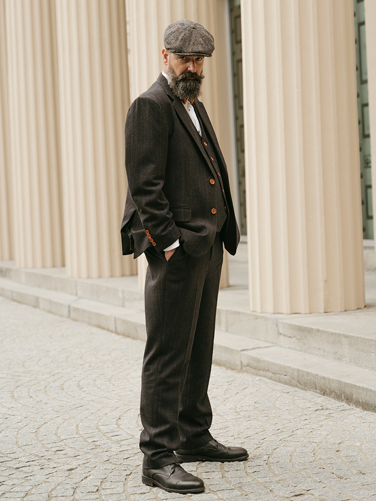 Maatpak Voor Heren | 3-delig Pak | Zwart Visgraat | Alfie Solomons | Peaky Blinders | Peaky Blinders