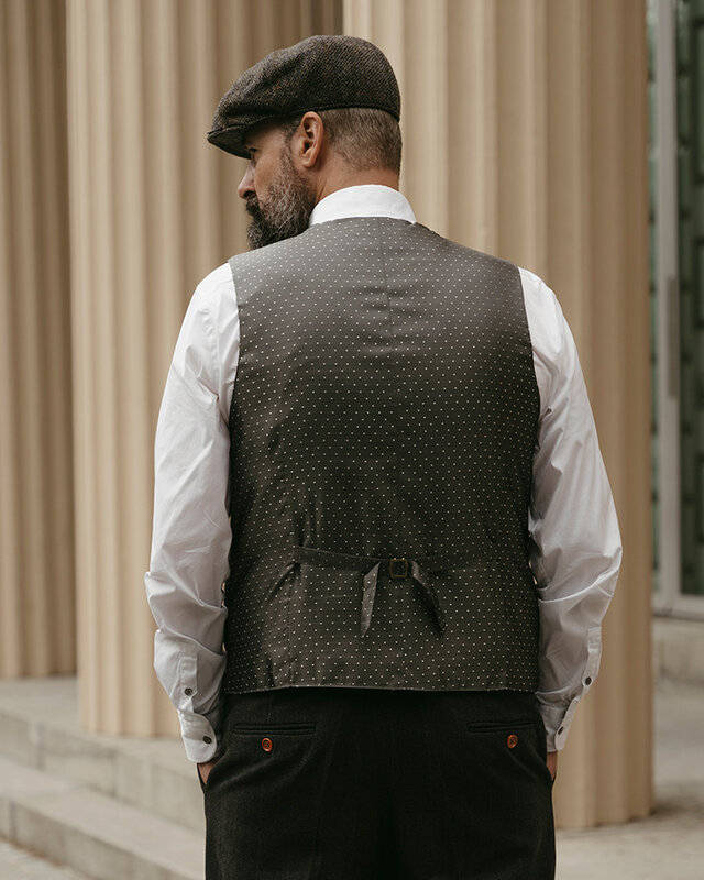 Traje sastre hombre | Traje 3 piezas | Espiga negro | Alfie Solomons | Peaky Blinders