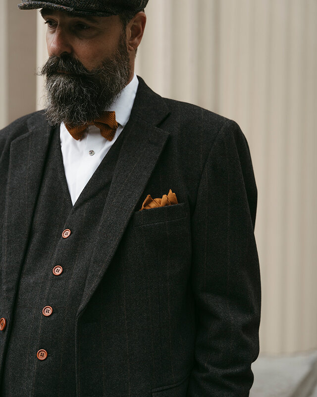 Maatpak voor heren | 3-delig pak | zwart visgraat | Alfie Solomons | Peaky Blinders