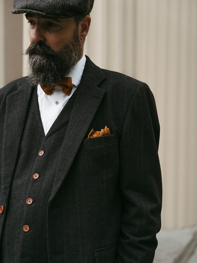 Tweed Pak Zwart Visgraat Overcheck | Peaky Blinders