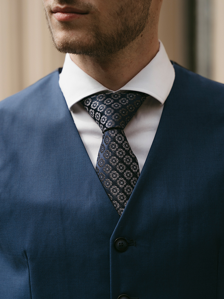 blue woven tie