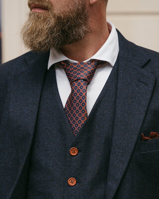Sir Redman Gewebte Krawatte | blau/orange | Elegante Krawatte für Männer