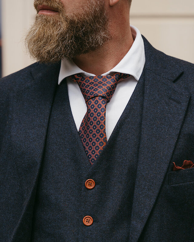Sir Redman Gewebte Krawatte | blau/orange | Elegante Krawatte für Männer