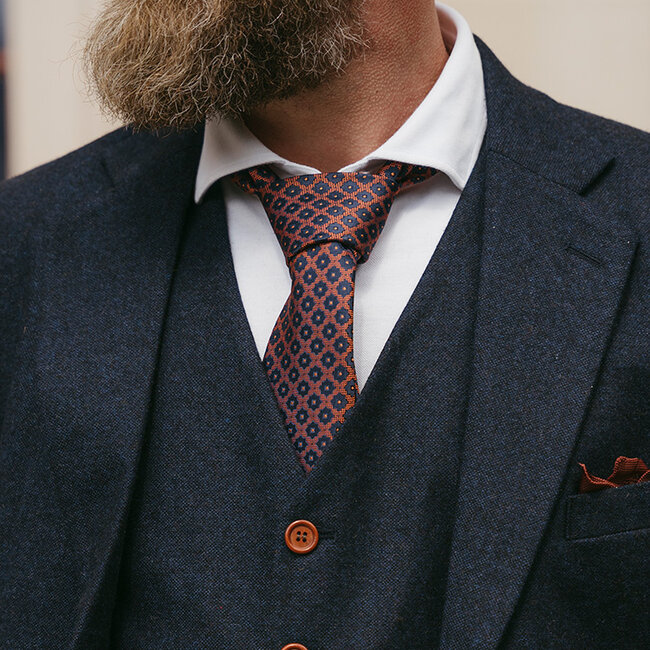 Sir Redman Corbata tejida | azul/naranja | Corbata elegante para hombre