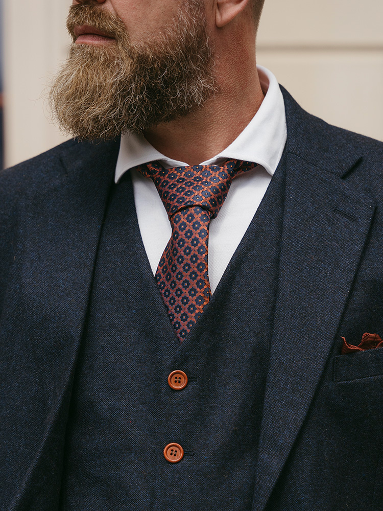 Sir Redman Gewebte Krawatte | blau/orange | Elegante Krawatte für Männer