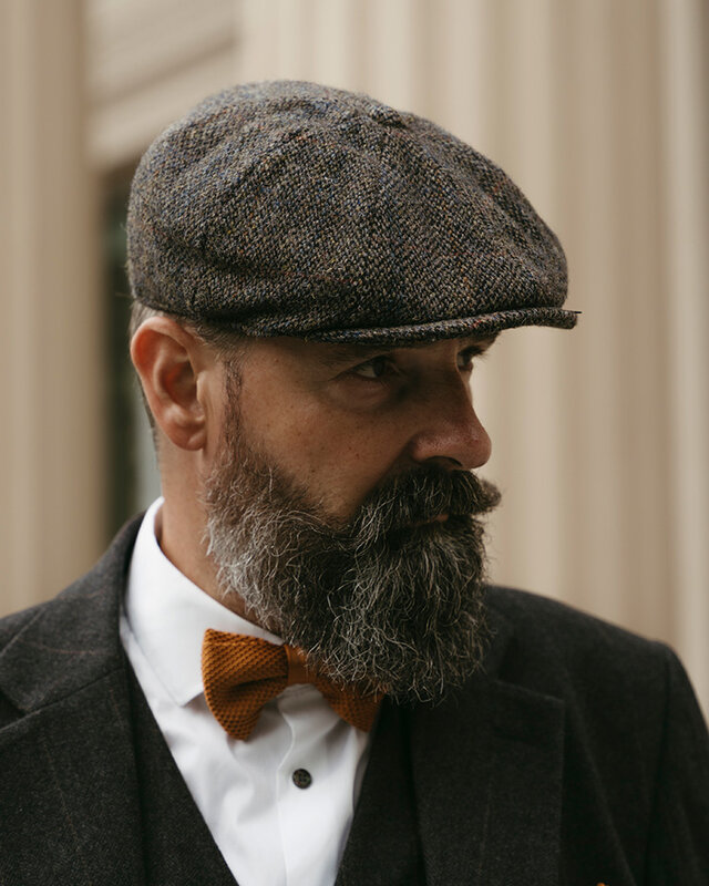 Heather Arran Pet | Harris Tweed | 8-panelen | Grijs
