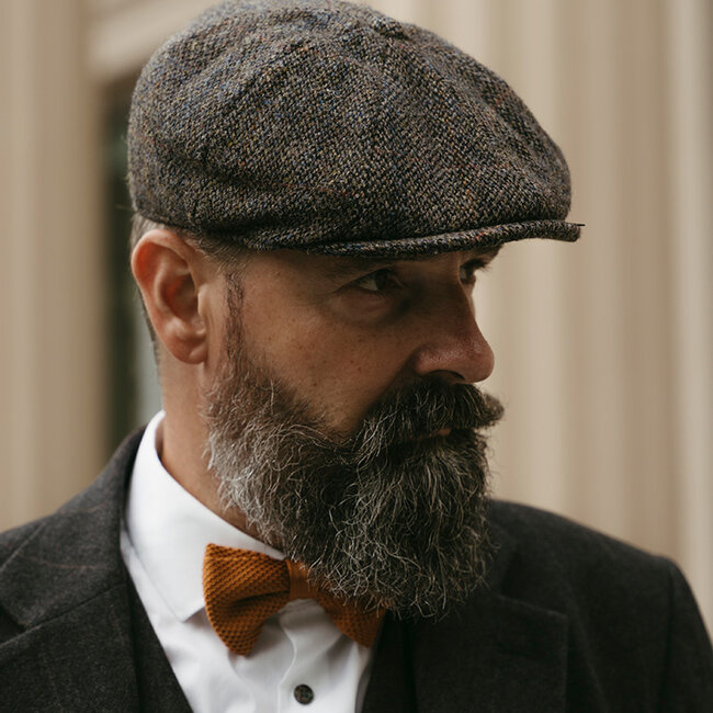 Heather Gorra Arran | Harris Tweed | 8 paneles | Gris