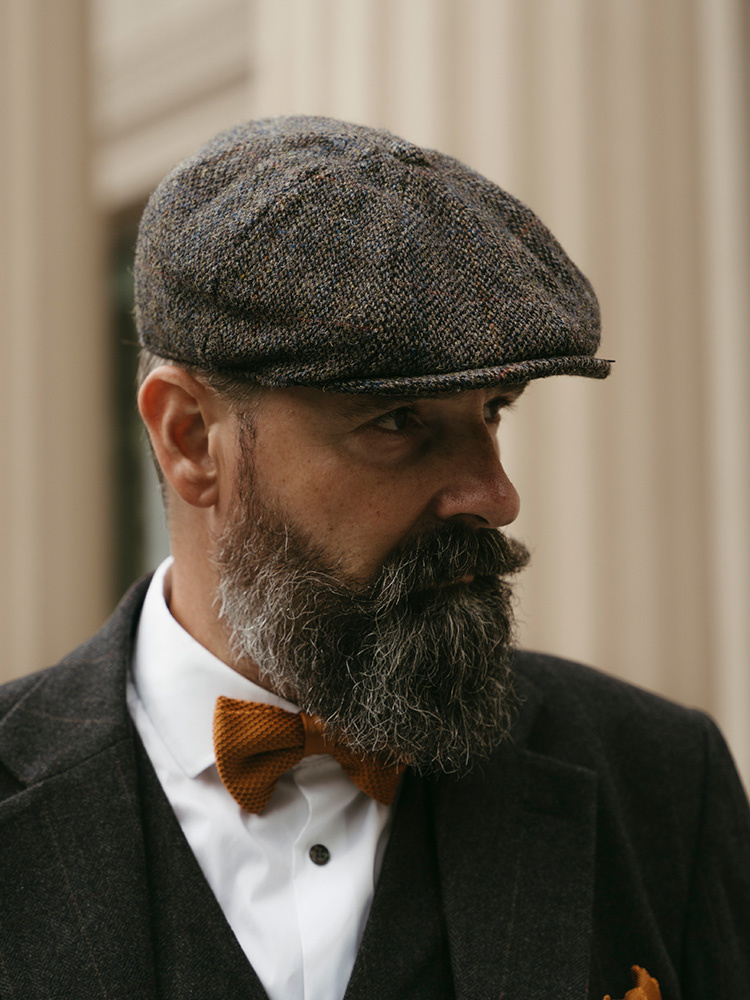 Arran Pet | Harris Tweed | 8-panelen | Grijs | Peaky Blinders