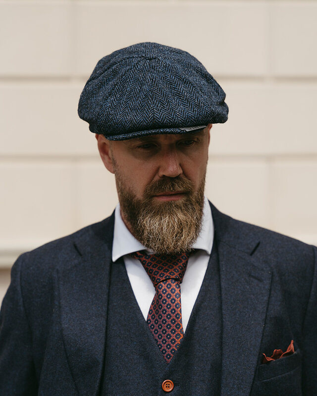 Heather Arran Pet | Harris Tweed | 8-panelen | Blauw/zwart