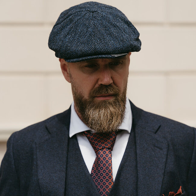 Heather Gorra Arran | Harris Tweed | 8 paneles | Azul/negro