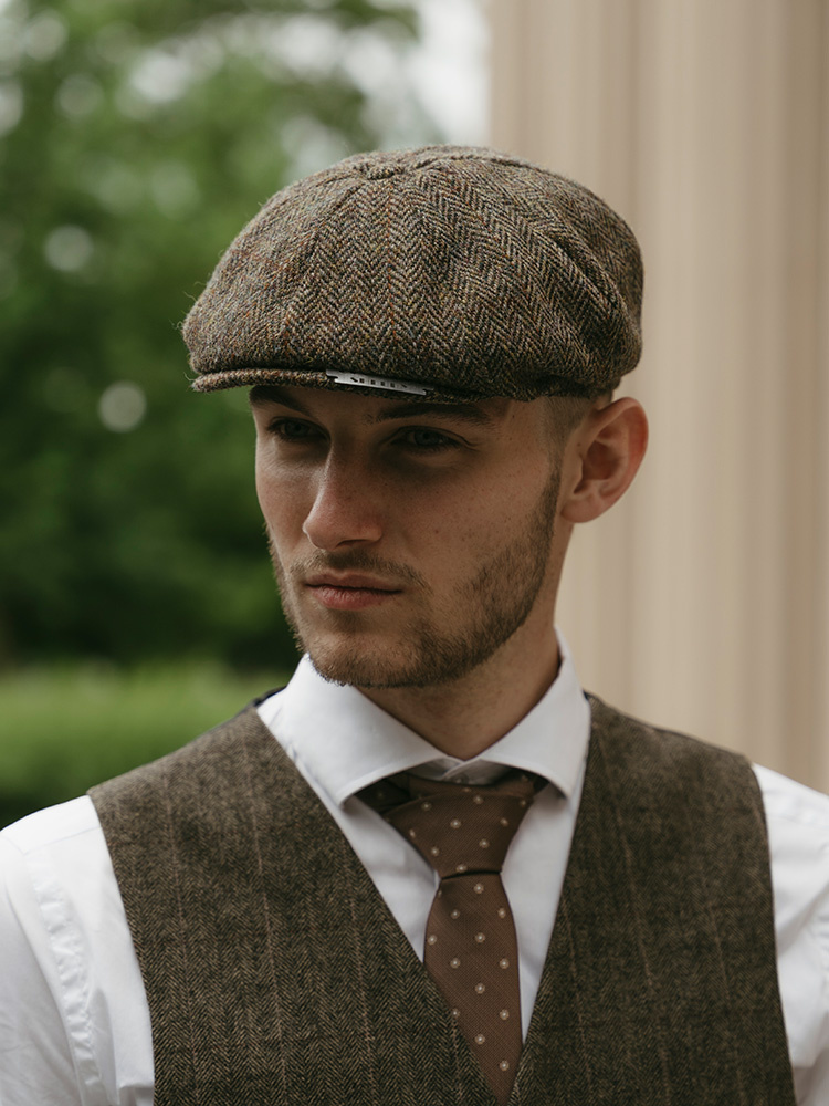 Heather Arran Pet | Harris Tweed | 8-panelen | Groen/Bruin