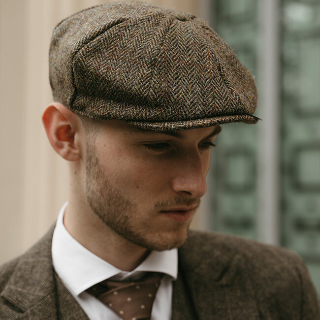 Heather Gorra Arran | Harris Tweed | 8 paneles | Verde/Marrón