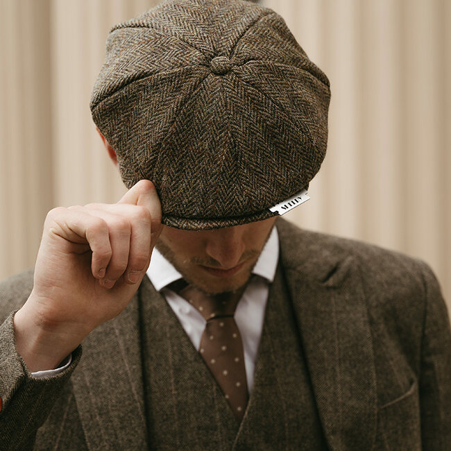 Heather Gorra Arran | Harris Tweed | 8 paneles | Verde/Marrón