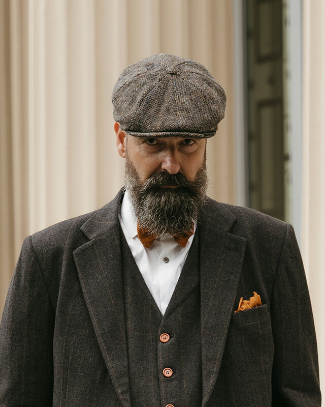 Heather Arran Pet | Harris Tweed | 8-panelen | Grijs