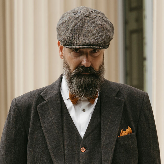Heather Gorra Arran | Harris Tweed | 8 paneles | Gris