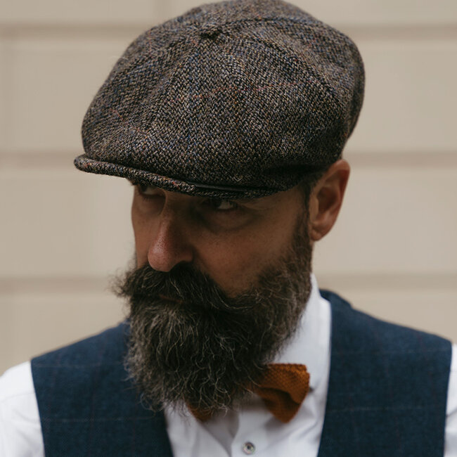 Heather Gorra Arran | Harris Tweed | 8 paneles | Gris