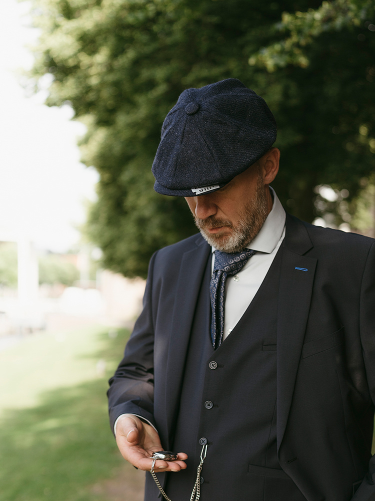 Heather Casquette Archie | bleu marine | 8 panneaux | 100% laine Twill