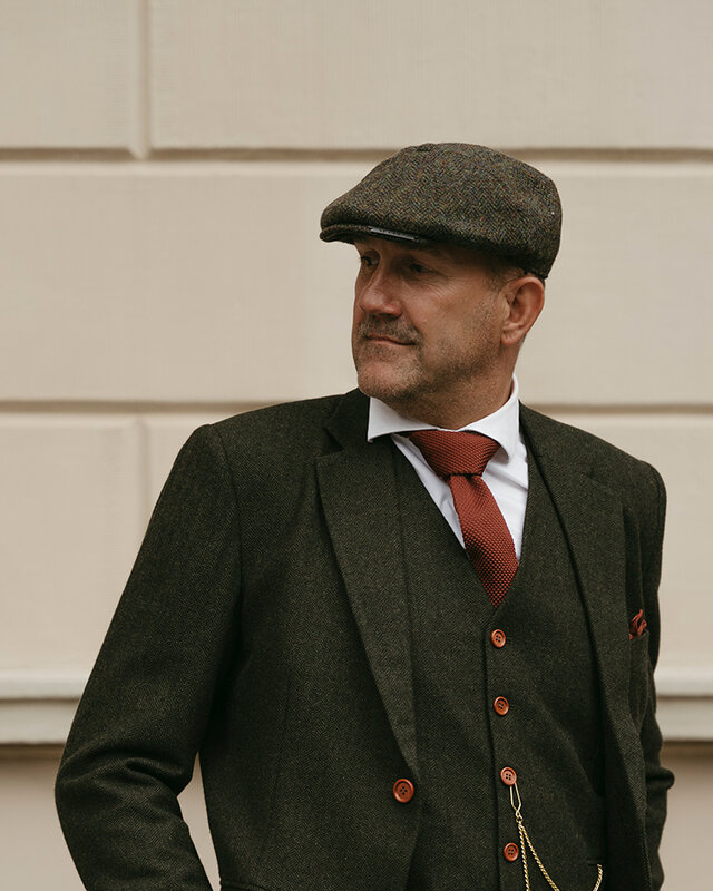 Heather Arran Mütze | Harris Tweed | 8-Panels | Waldgrün