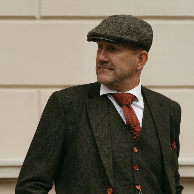 Heather Gorra Arran | Harris Tweed | 8 paneles | Verde bosque